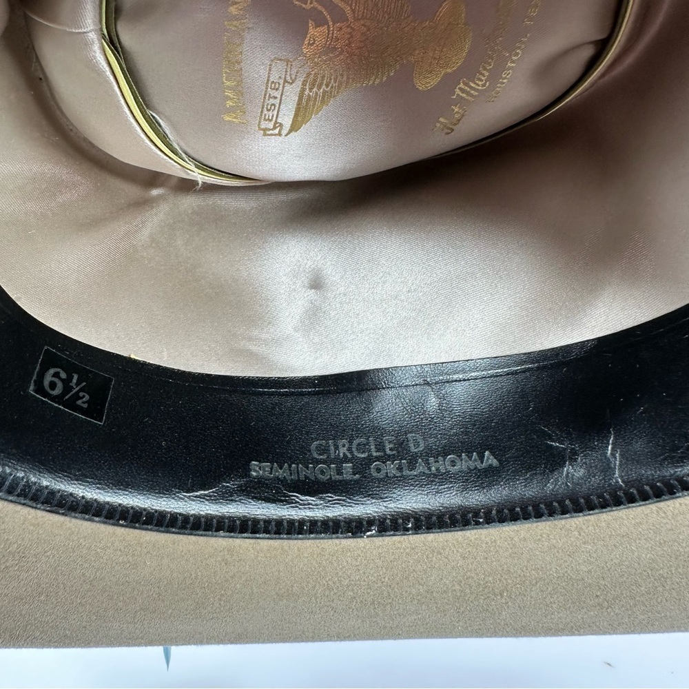 VTG American Hat Co Quality Western Cowboy Hat Size 6.5 Feathers - Picture 7 of 12